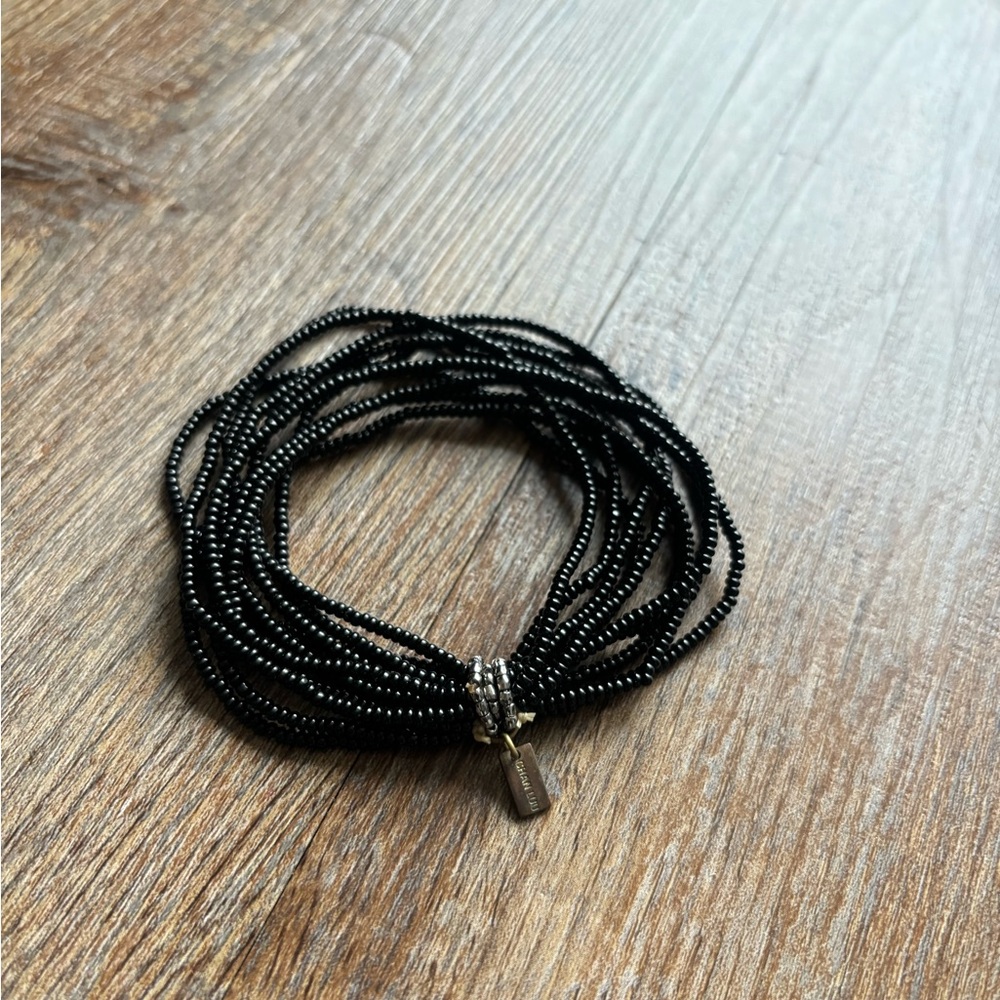 Chan Luu sterling silver vintage naked wrap Black Beaded Necklace